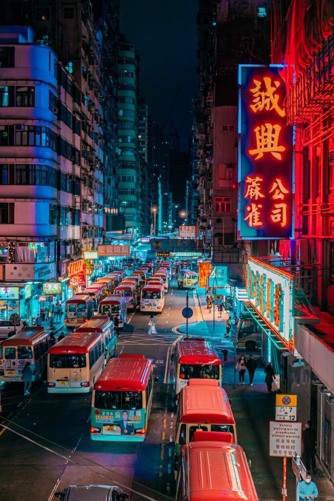 Hong Kong street at nighttime 