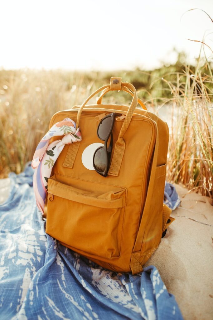 a brown bag on a person's leg