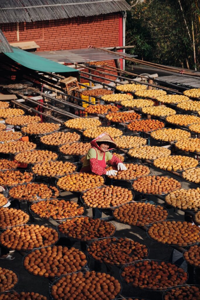 a person selling persimmon fruits Xi'an