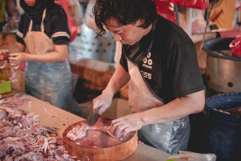 man slicing meat Xi'an