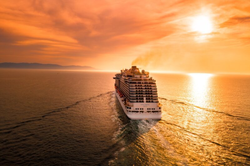 cruise line in sunset