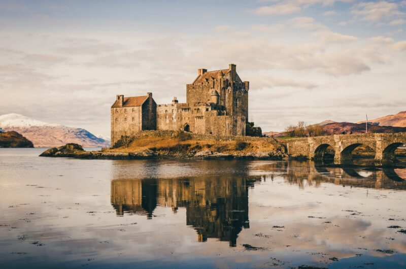 European Castle surrounded by water