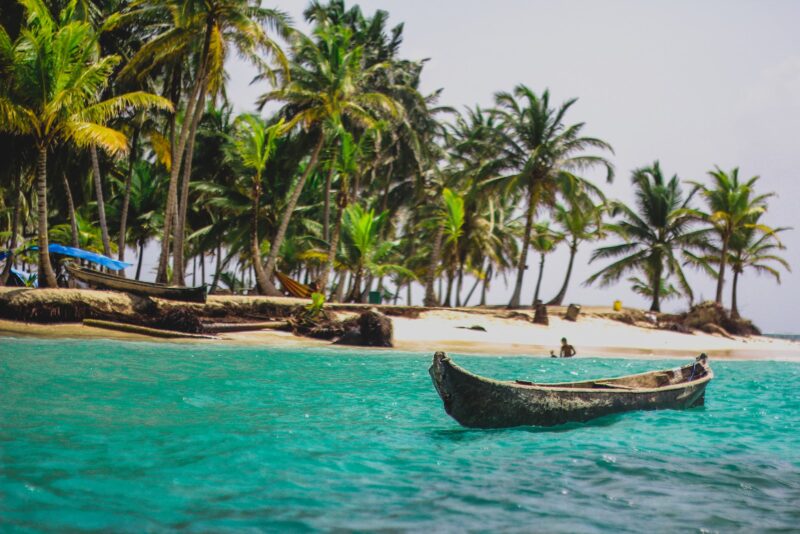 canoe on beach in Panama