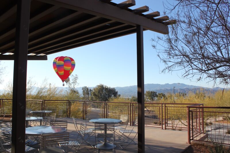 red and yellow hot air balloon