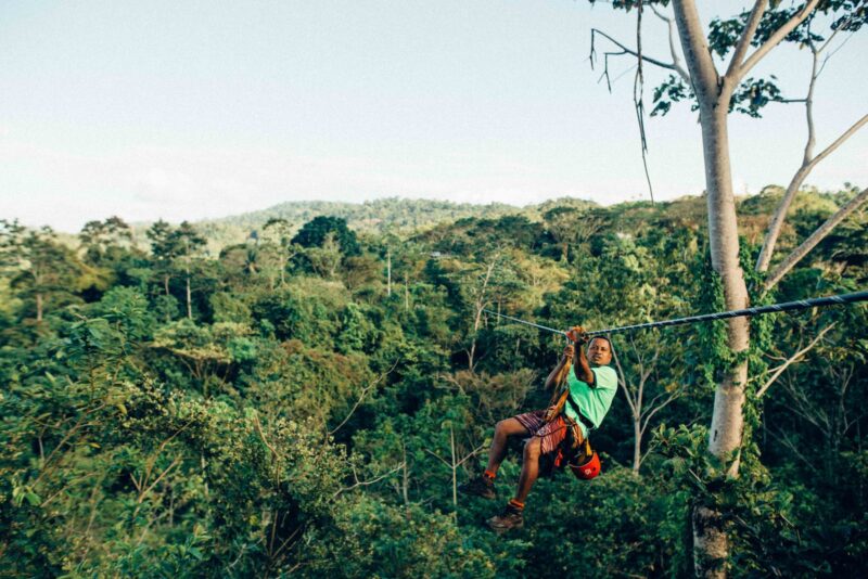 a man ziplining 