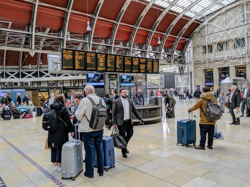 people walking on train station