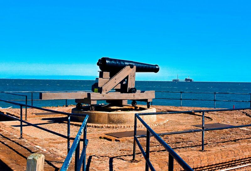 a cannon on a pier fort Gaines