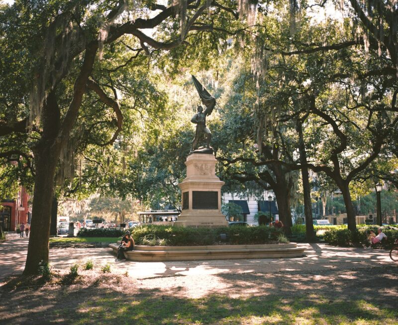 black statue in the park Savannah, Georgia