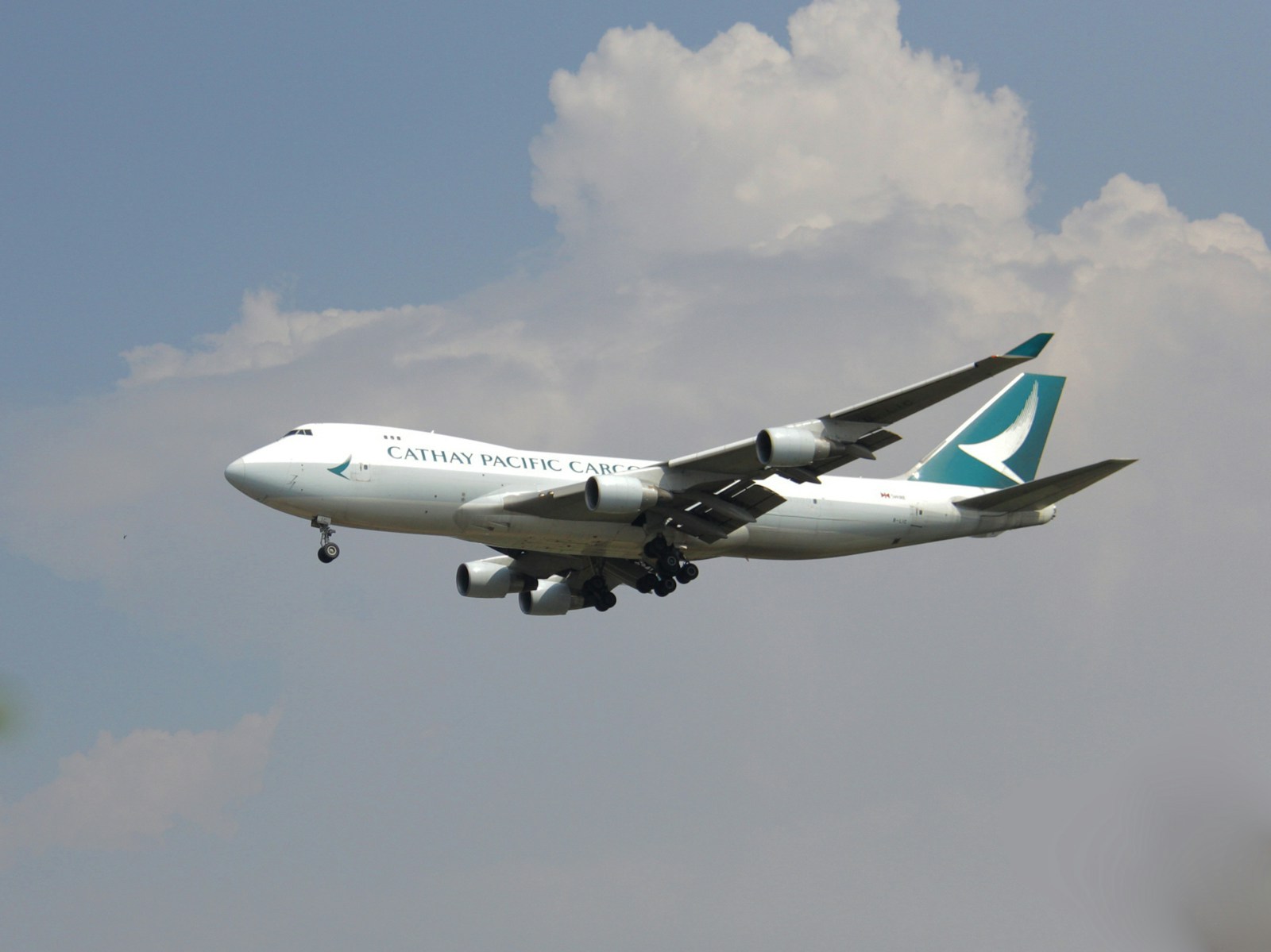 Cathay Pacific flight in sky