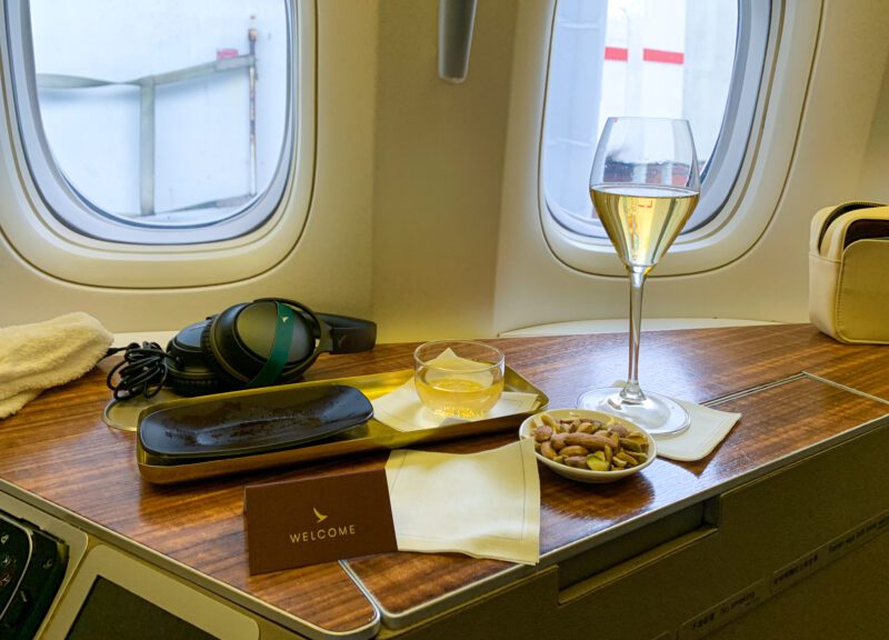 Cathay Pacific first-class champagne