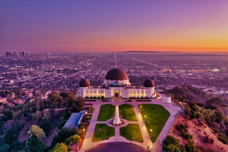 aerial view of white and brown dome concrete building