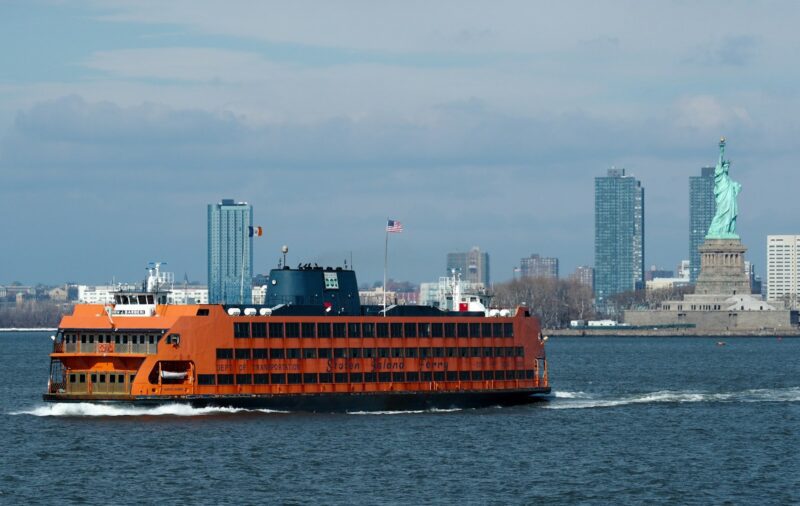 a large boat traveling across a large body of water