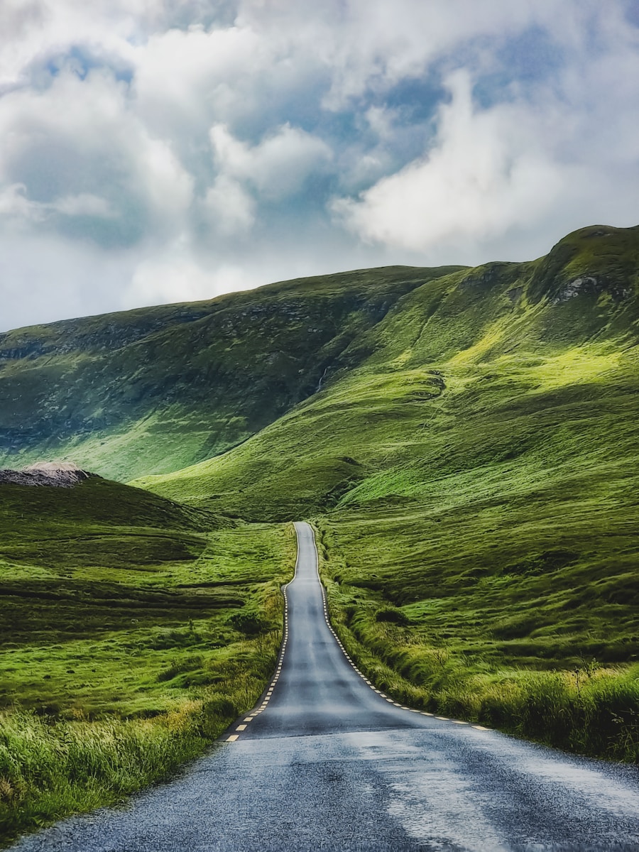 a road going through a valley