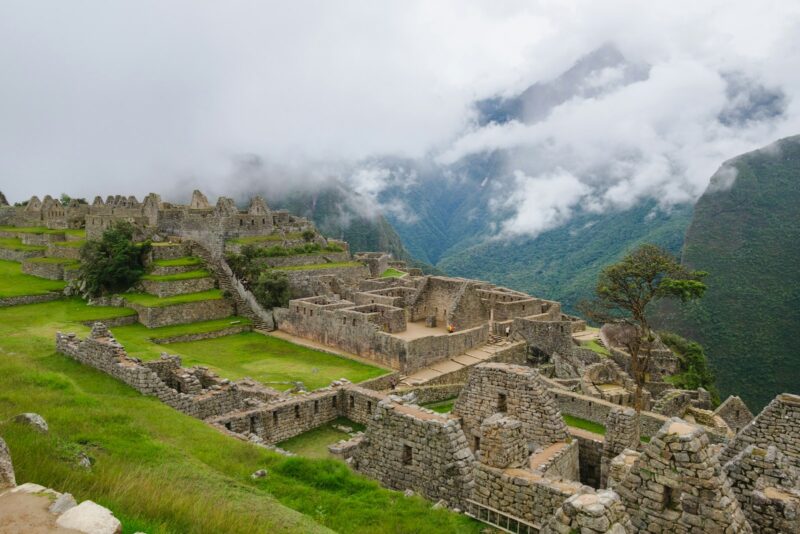 A view of the ruins of a mountain town