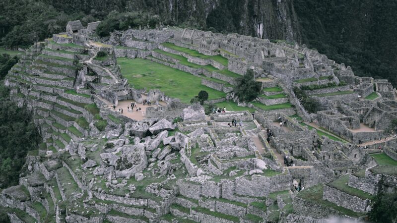 an aerial view of the ruins of a city